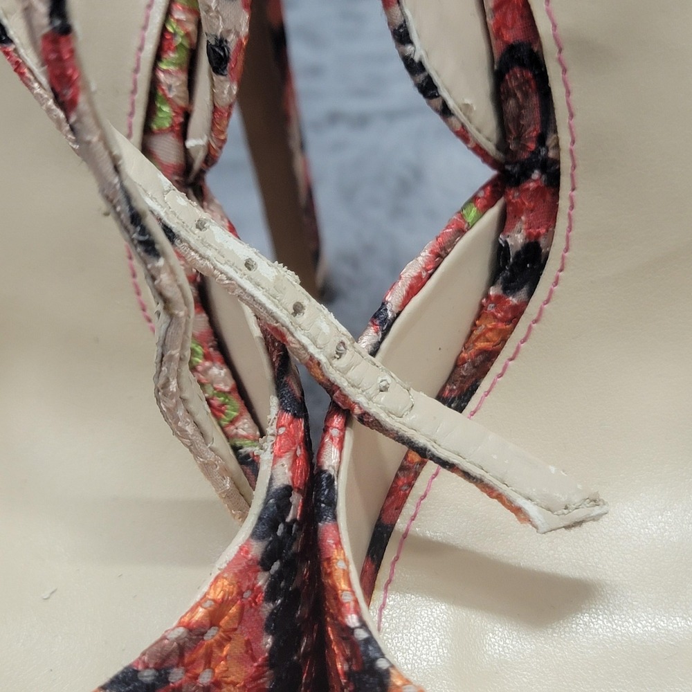 Betsey Johnson Heels Womens 7.5 Multicolor Bandit Platform Peep Toe Stiletto - Picture 5 of 14